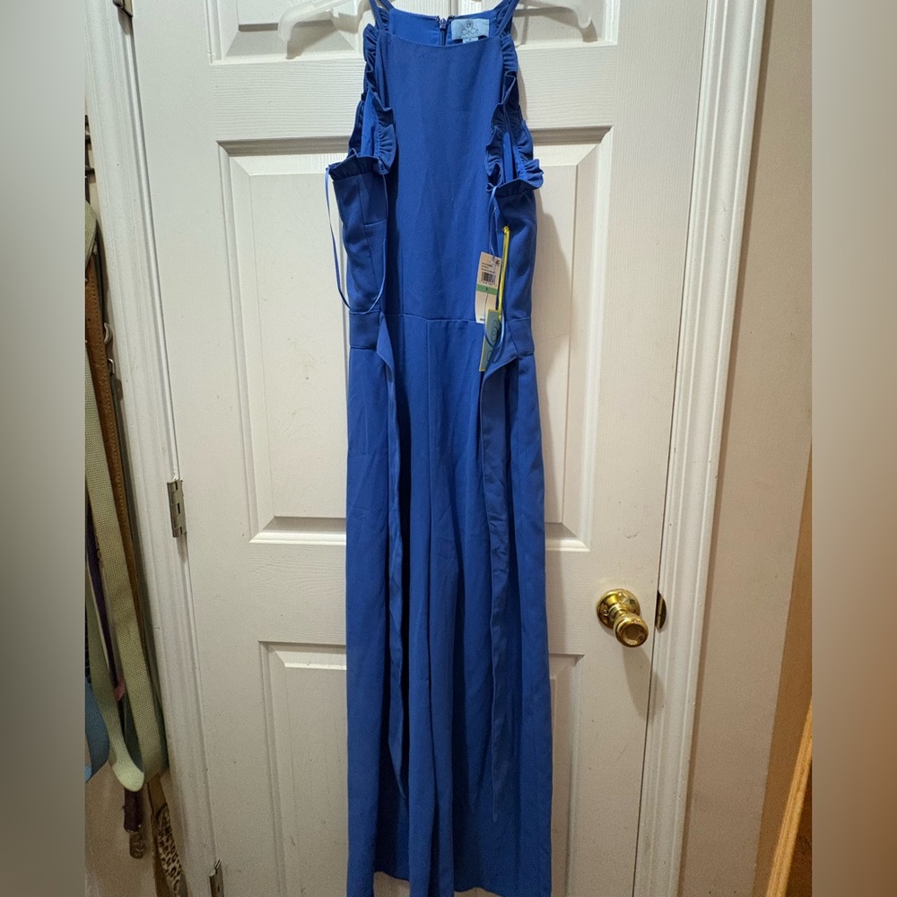 CeCe Royal Blue Ruffle Jumpsuit
